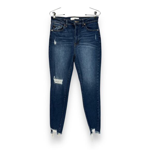 KanCan Ankle Skinny Jeans 9/26 High Rise Distress Blue Dark Wash Phoenix KC8567D - Picture 3 of 14